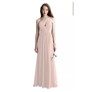 Petal Pink Chiffon V-neck A-line Dress